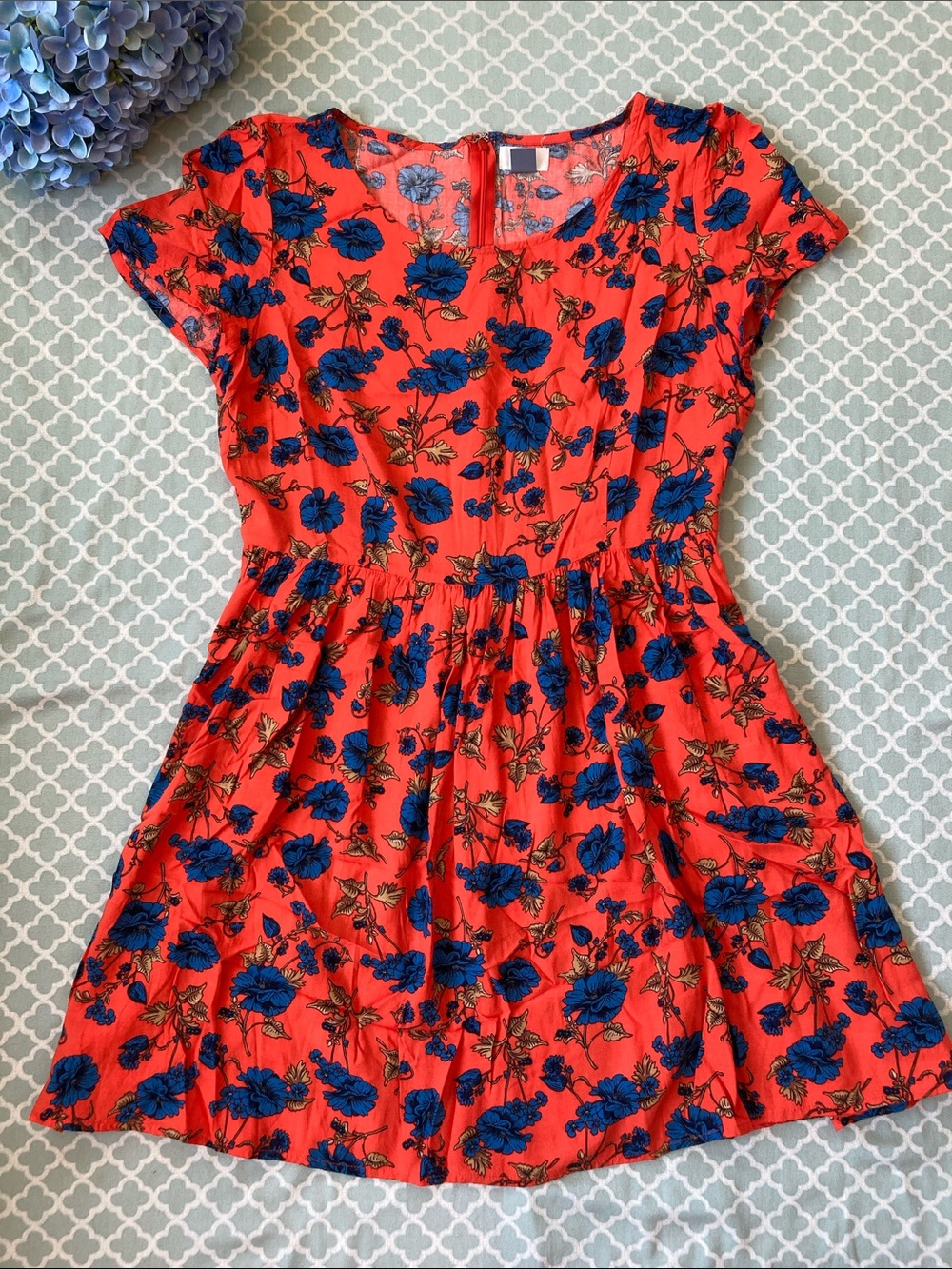 Old Navy Orange Blue Floral Dress 12